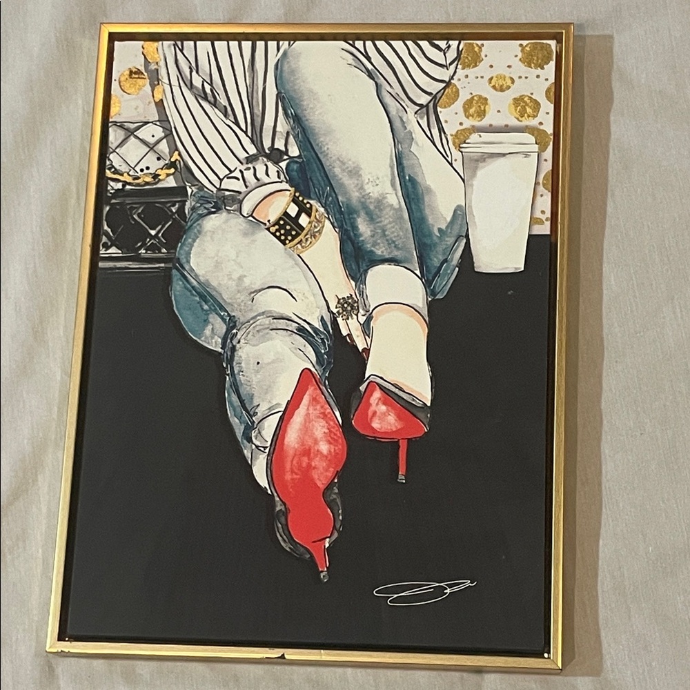 Framed Fashion Illustration with Red Bottom Heels